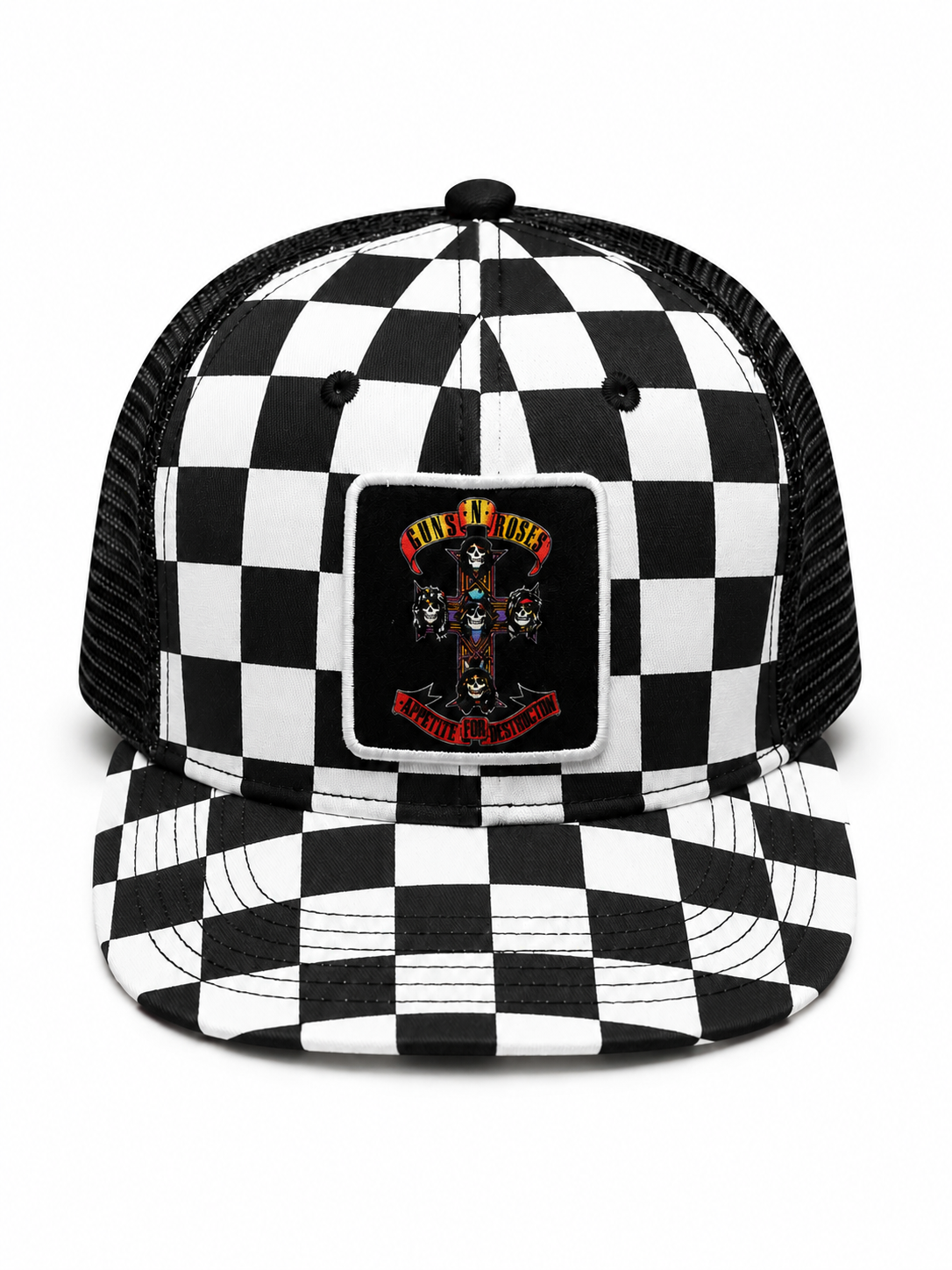 Guns N Roses - Checker Bill Patch Trucker Hat Blk/wh Product Image