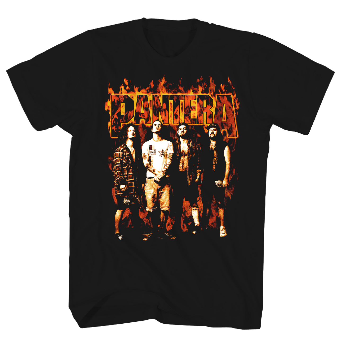 Pantera Flames - Band Photo Fr/bk T Shirt 1x Black Product Image