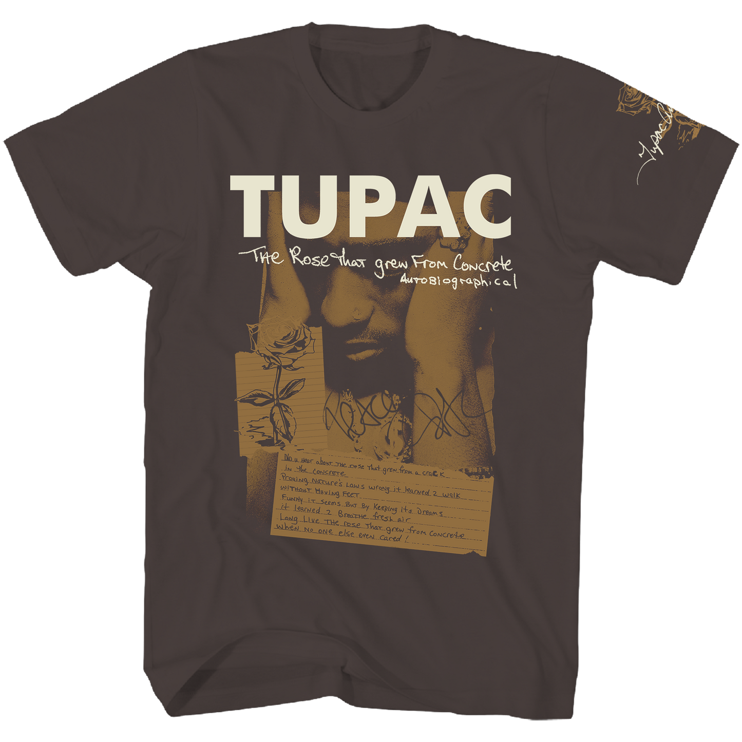 Tupac - Poetry Tshrit Shrt Slv Brown Product Image