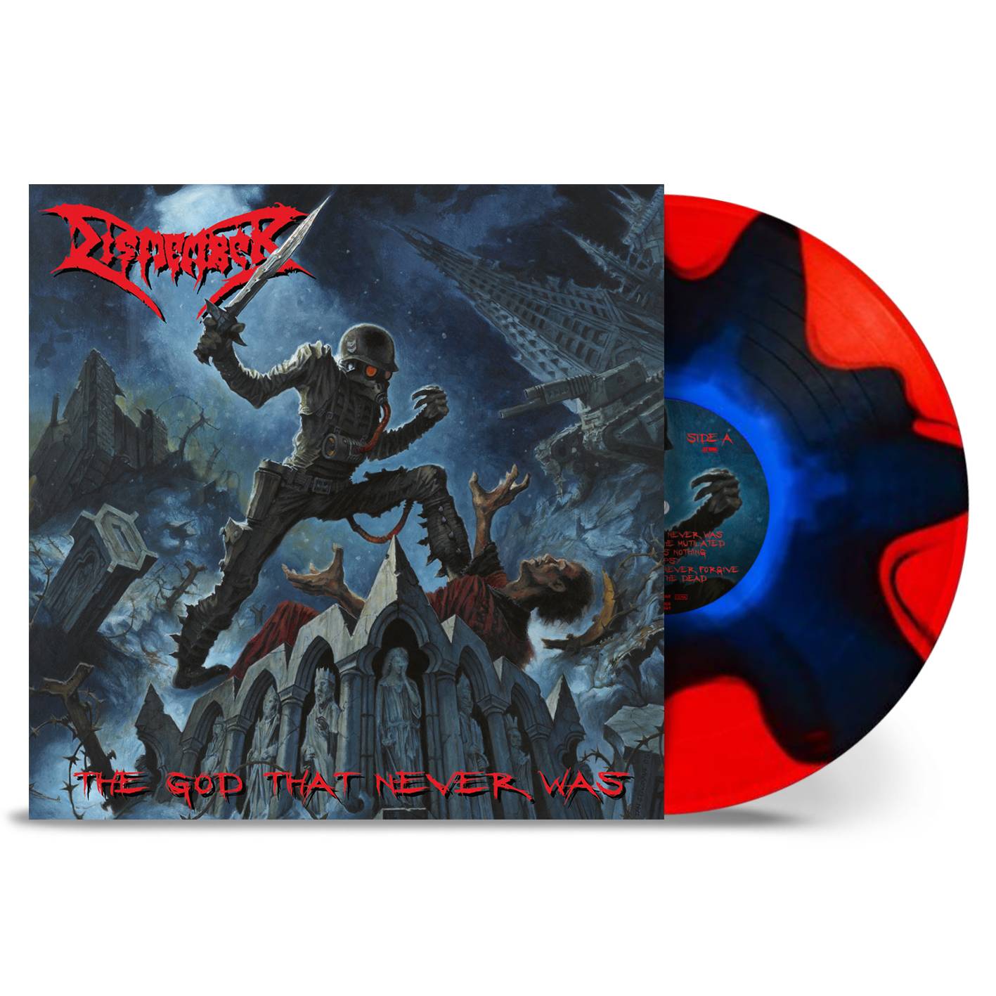 Dismember - The God That Never Was LP (Blue in Red Split Vinyl).jpg