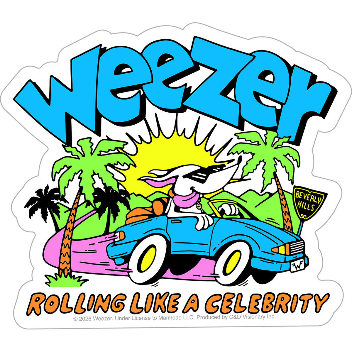 Weezer Beverly Hills 5.3"x4.6" Sticker