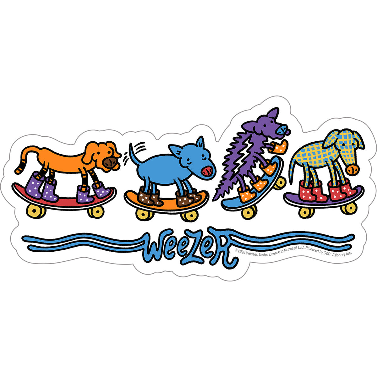 Weezer Skater Dogs 6.5"x3.2" Sticker