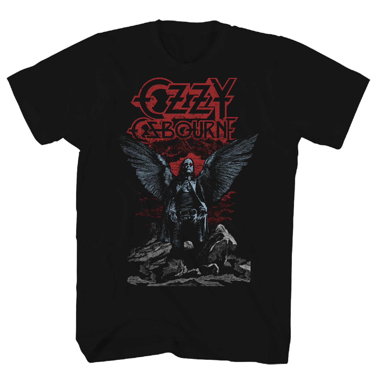 Ozzy Osbourne - Rain Angel Wings T Shirt Black Product Image