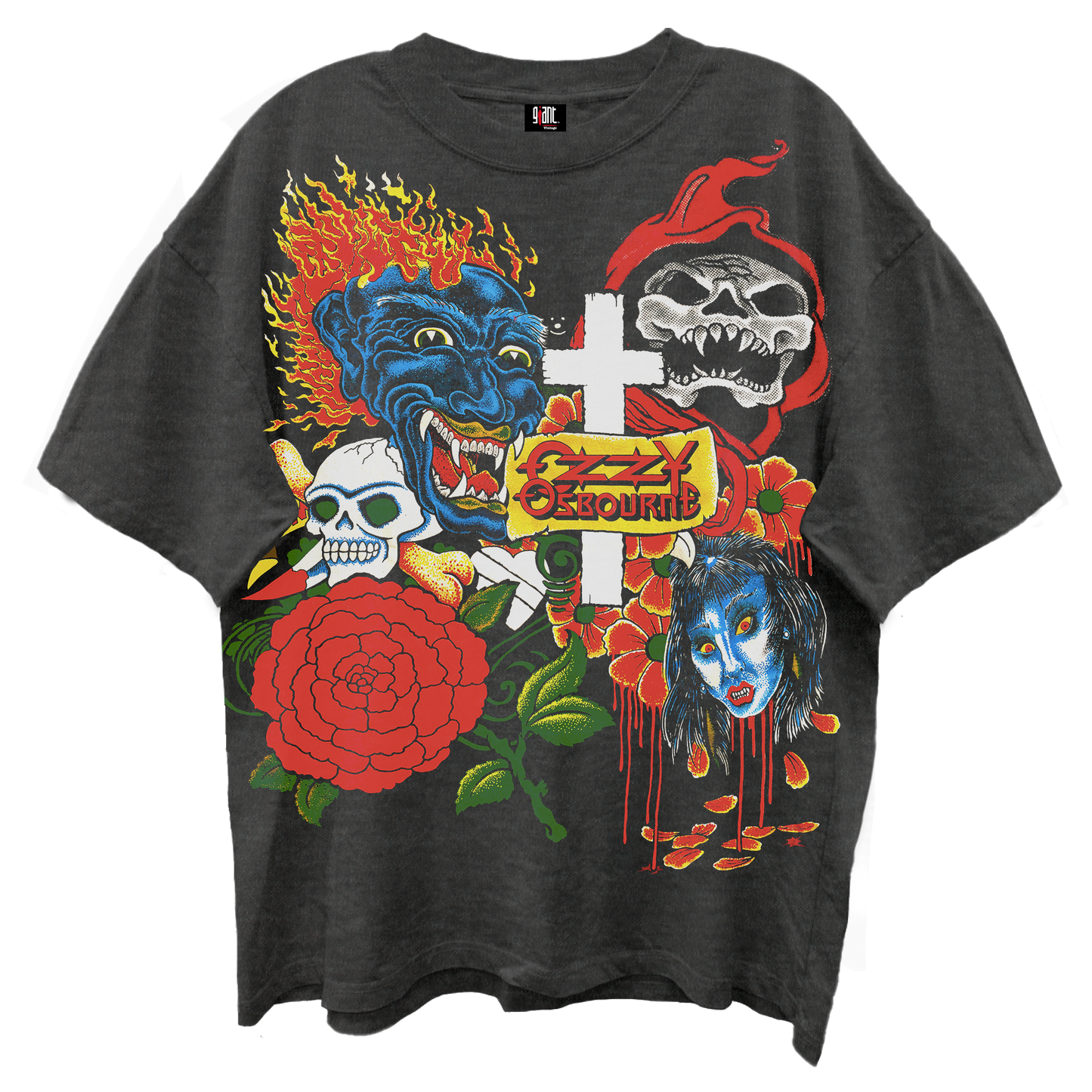 Ozzy Osbourne - Tattoo Giant Vintage Tshirt Black Product Image