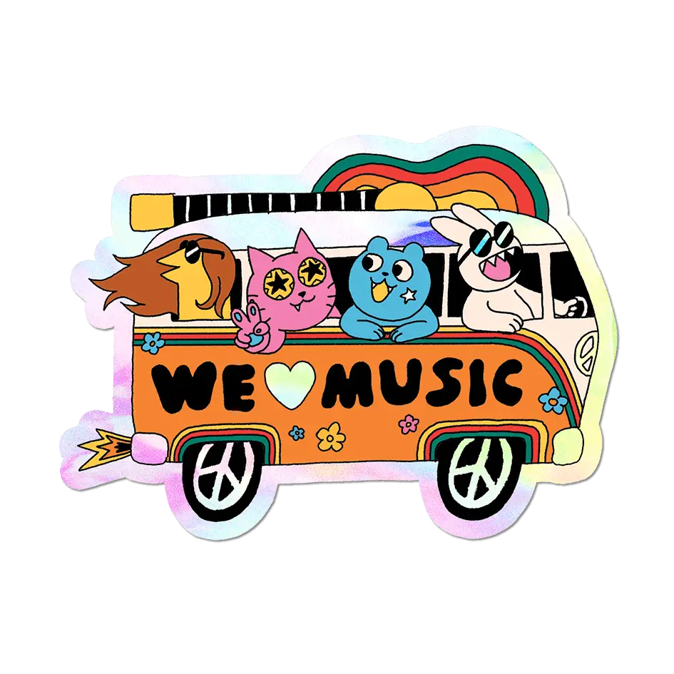 We <3 Music Tour Van - Die-Cut Sticker (Back to School)