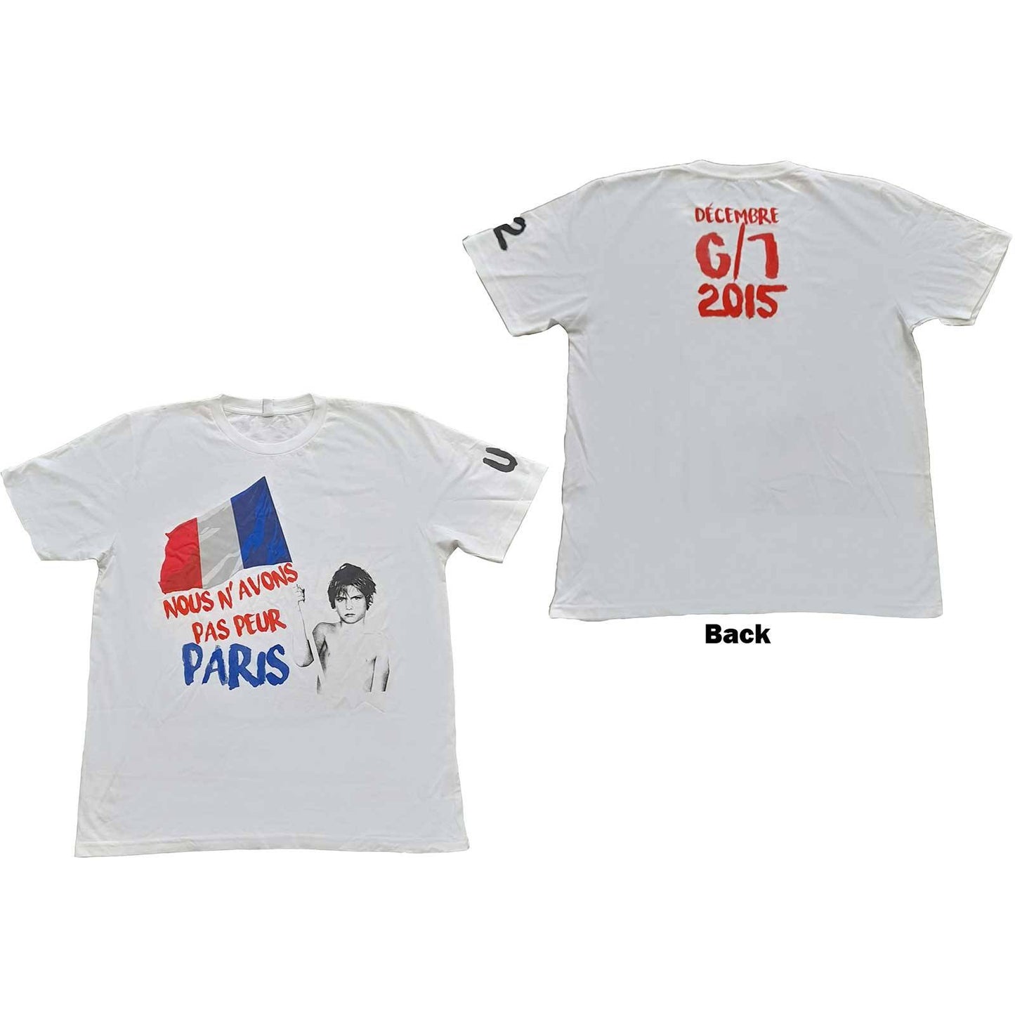 Unisex T-Shirt Paris 2015 Nous N'Avons Pas Peur Back Print