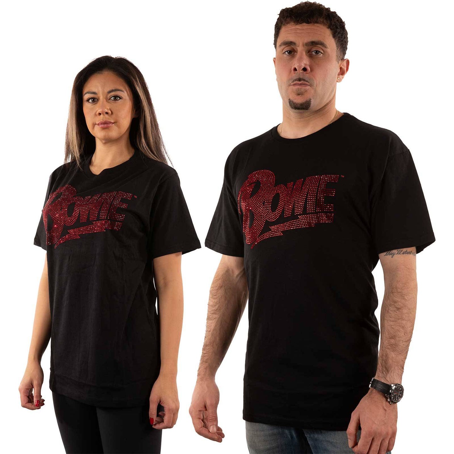 Unisex Embellished T-Shirt Logo Diamante, Embellished, Crystals, Rhinestones