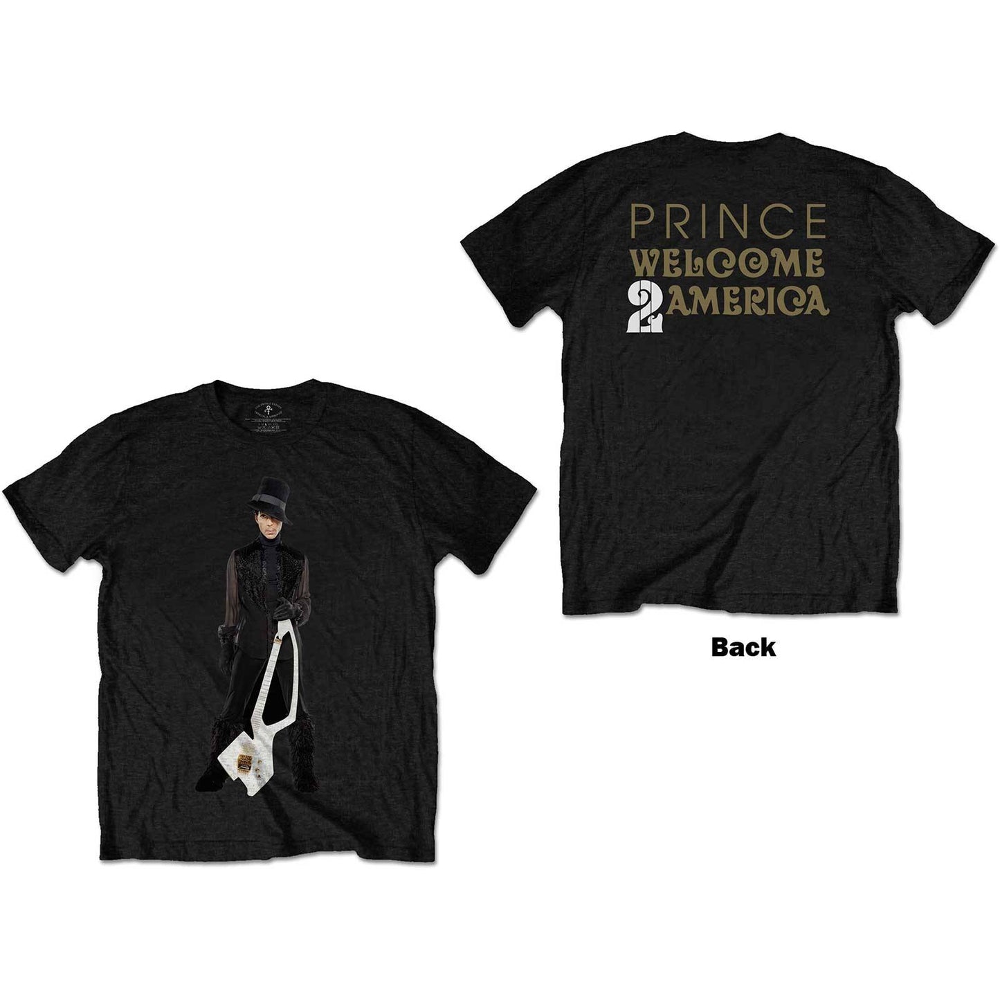 Unisex T-Shirt W2A White Guitar Back Print
