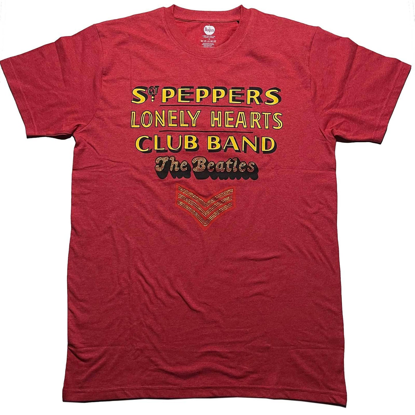 Unisex Embellished T-Shirt Sgt Pepper Stacked Diamante, Embellished, Crystals, Rhinestones