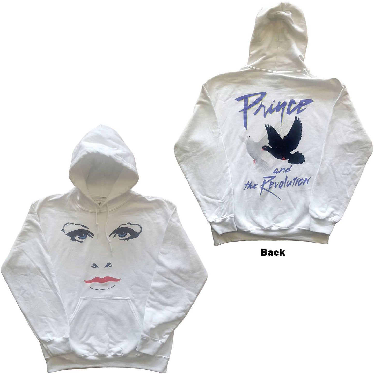 Unisex Pullover Hoodie Faces & Doves Back Print