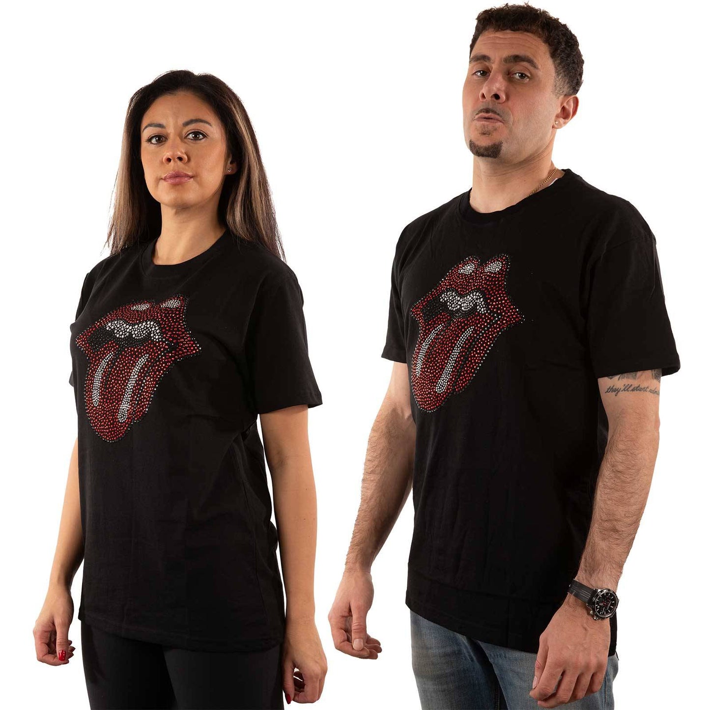 Unisex Embellished T-Shirt Classic Tongue Diamante, Embellished, Crystals, Rhinestones