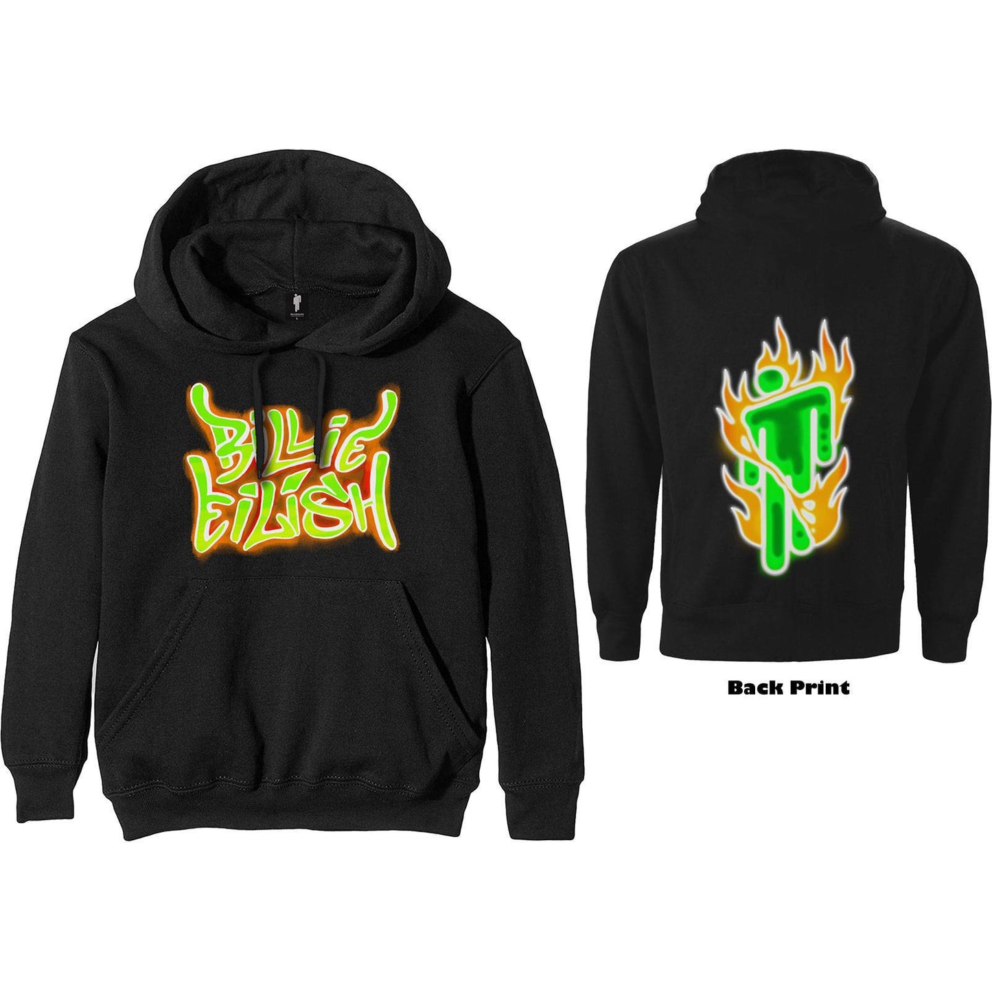Unisex Pullover Hoodie Airbrush Flames Blohsh Back Print