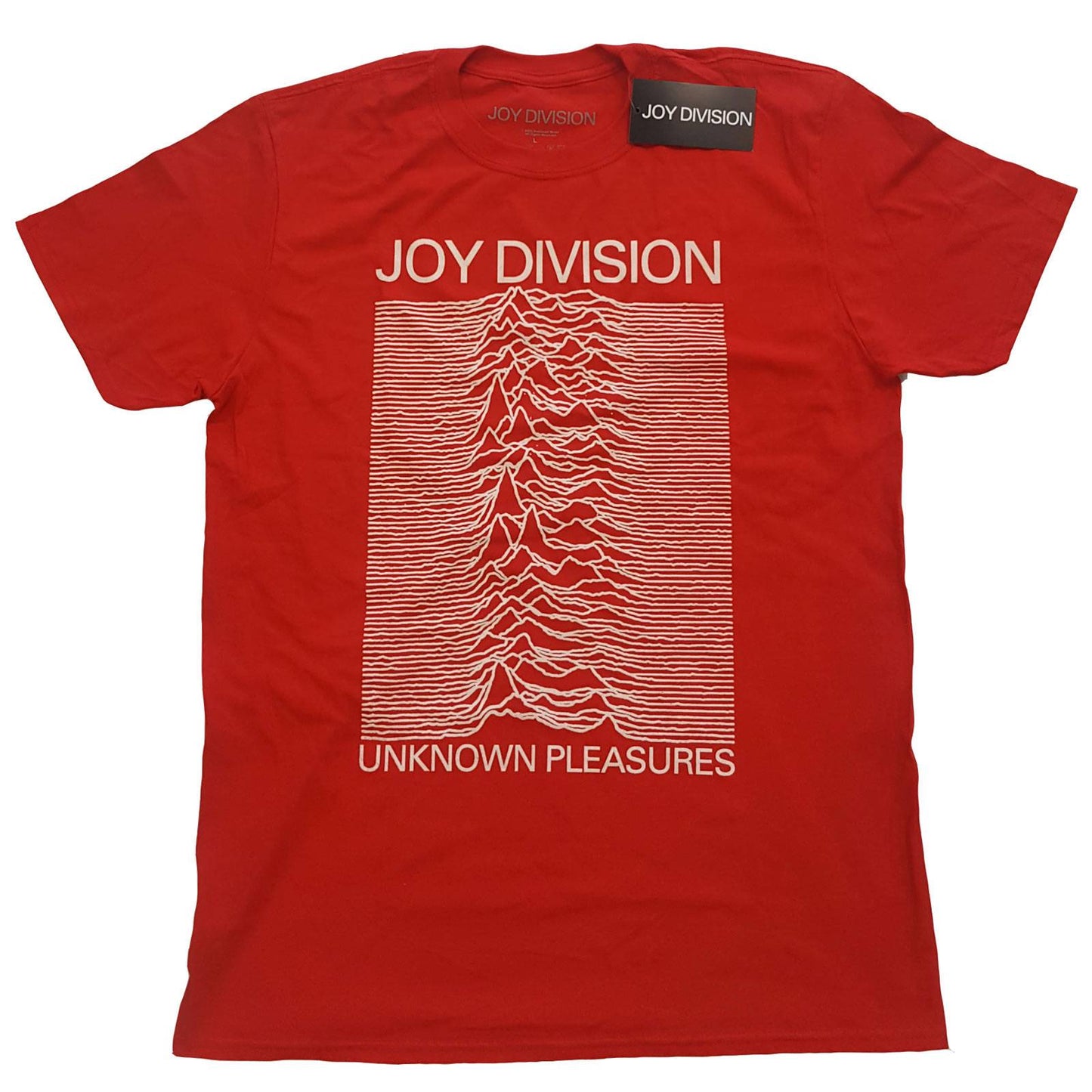 Unisex T-Shirt Unknown Pleasures White On Red