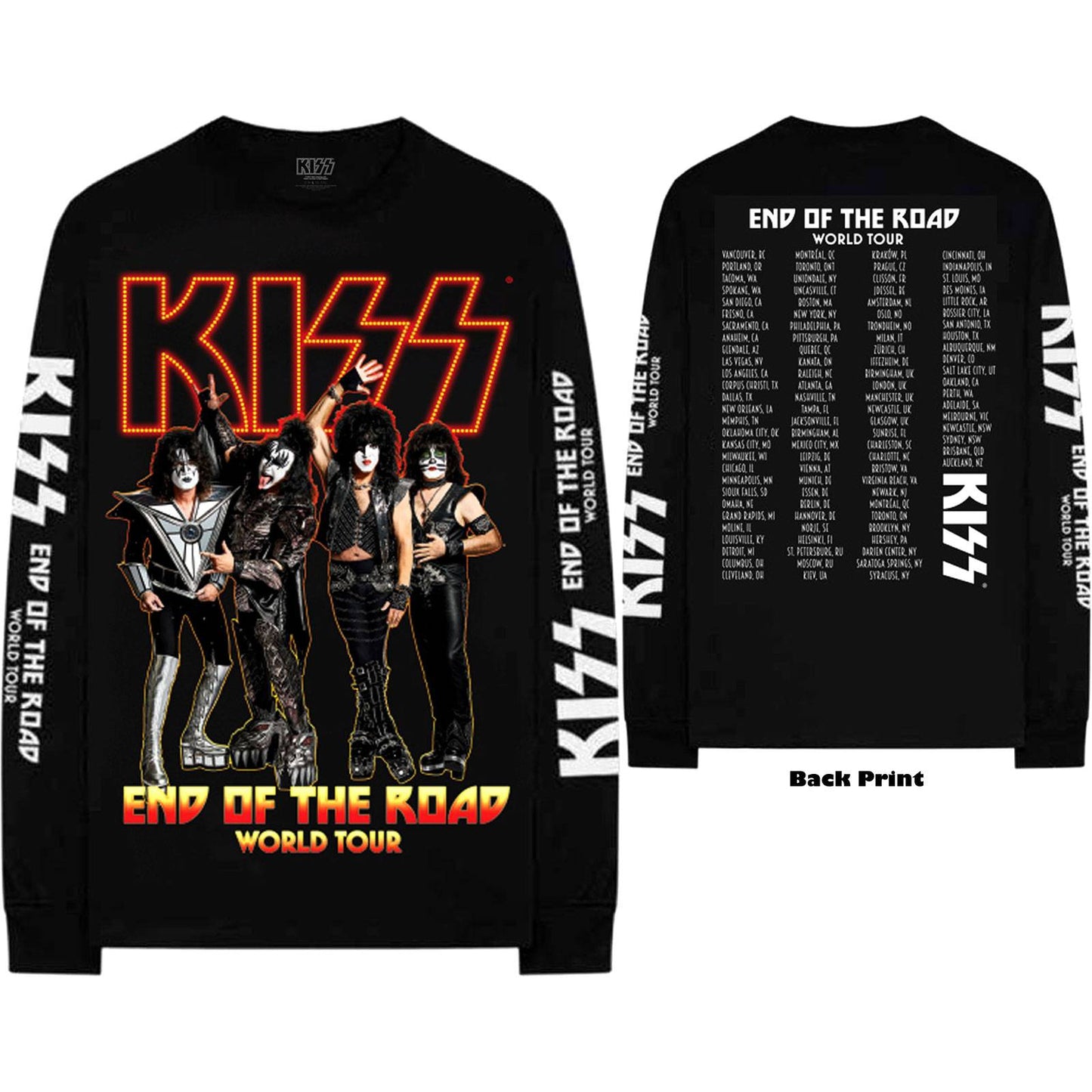 Unisex Long Sleeve T-Shirt End Of The Road Tour Back Print, Sleeve Print