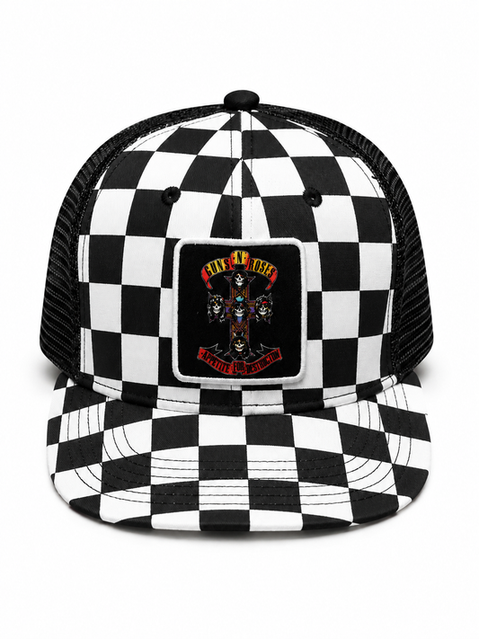Guns N Roses - Checker Bill Patch Trucker Hat Blk/wh Product Image