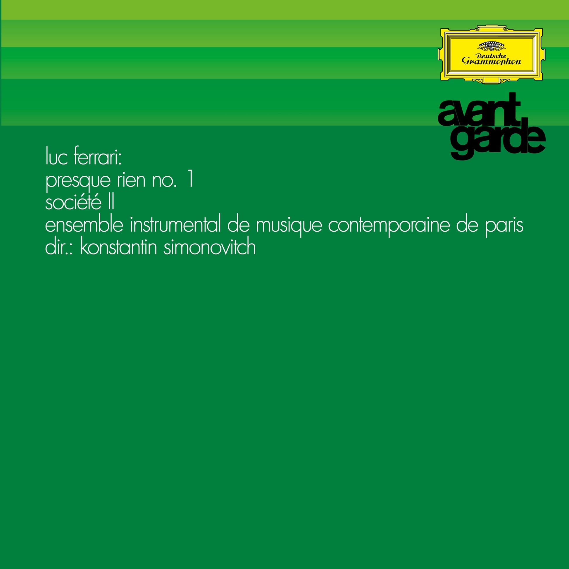 Gérard Frémy, Ensemble Instrumental De Musique Contemporaine De Paris, Luc Ferrari & Konstantin Simonovitch - Ferrari: Presque Rien No. 1 & Société II Album Cover