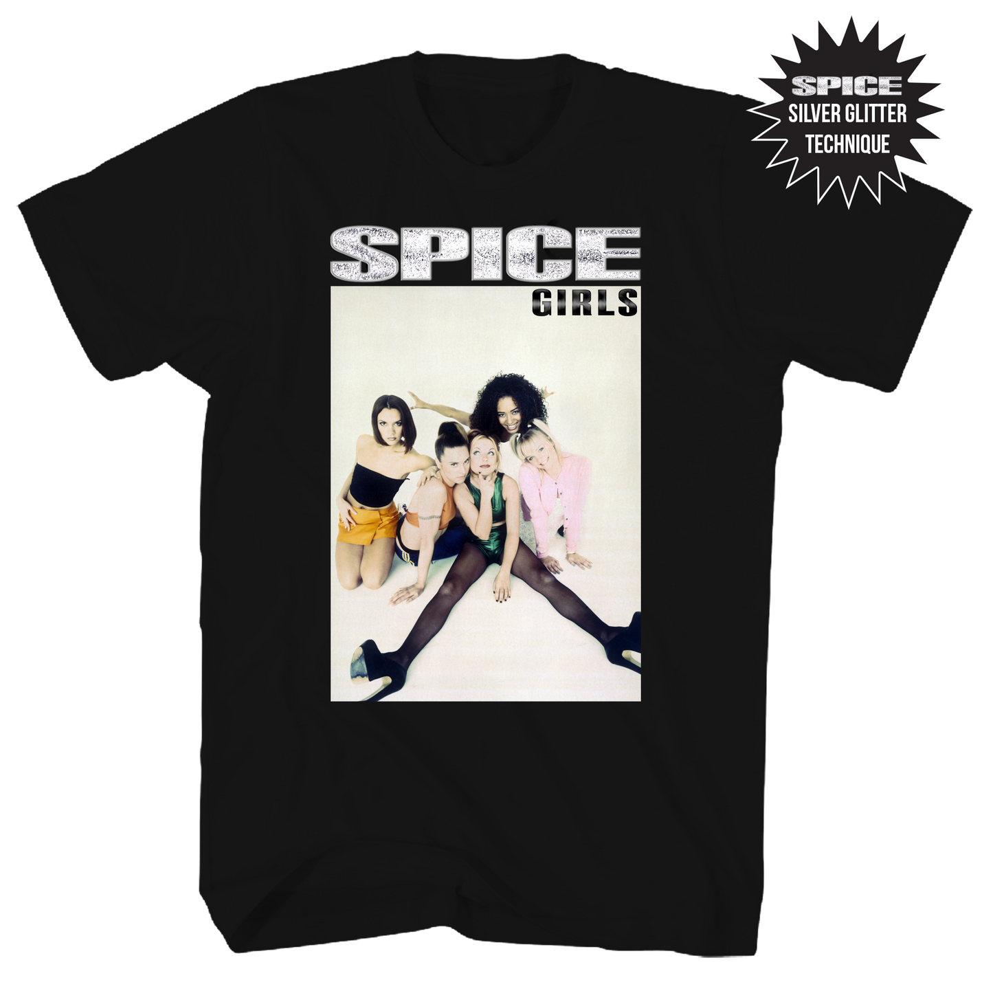 Spice Girls - Group Pict Glitter F/b Tshirt Smll Black Product Image