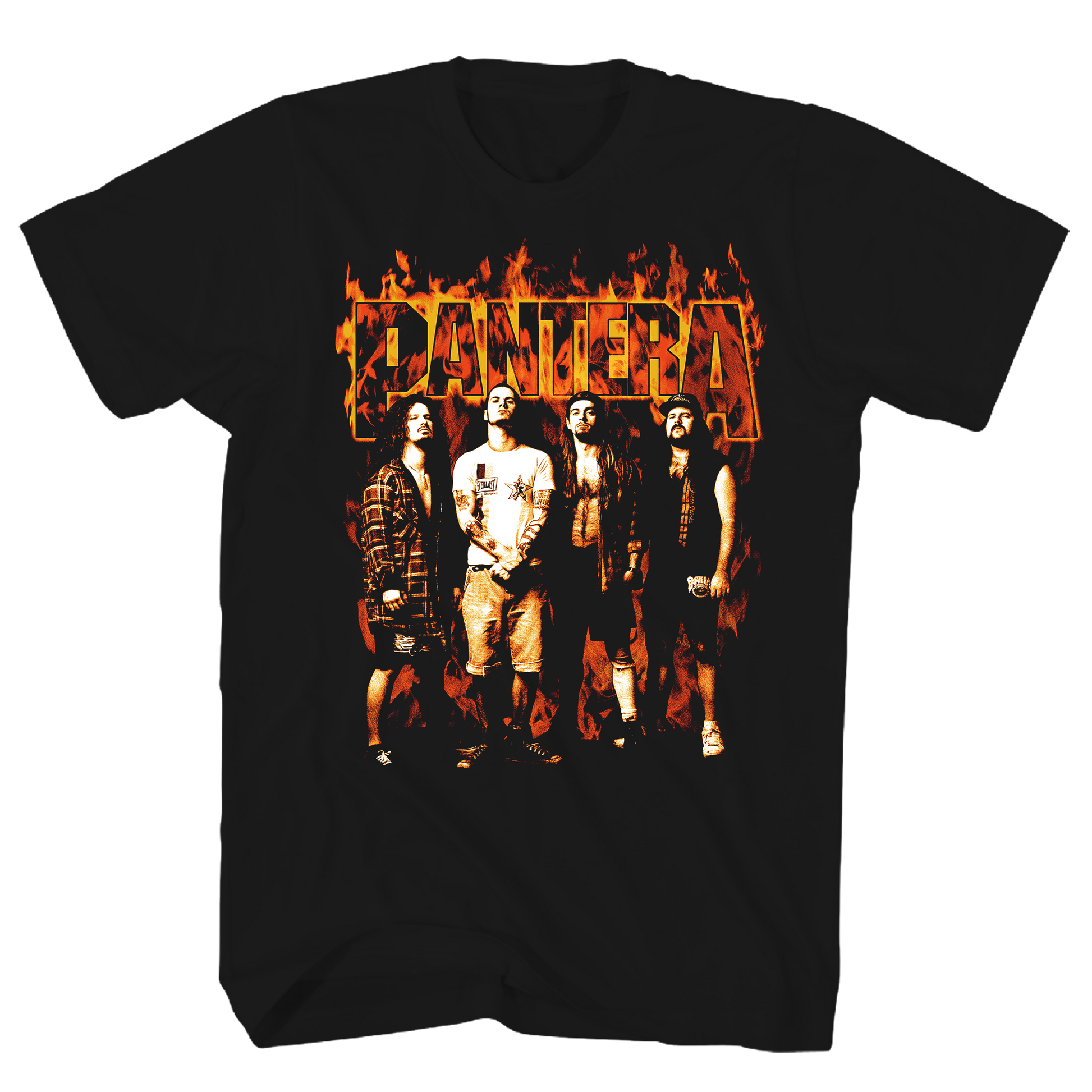 Pantera Flames - Band Photo Fr/bk T Shirt 1x Black Product Image