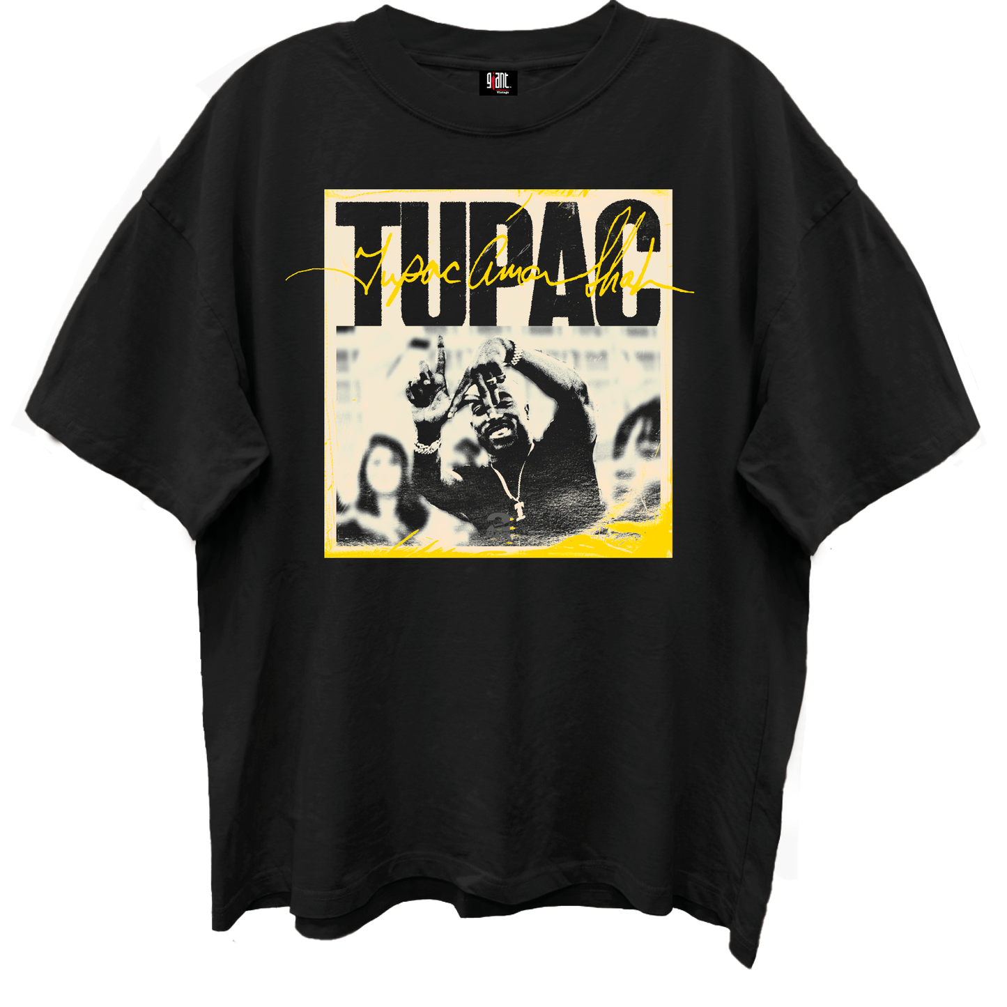 Tupac - La Sign Photo Giant Vintage Tsh Black Product Image