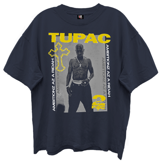 Tupac - Collage Ambitionz Giant Vintage Tsh Navy Product Image