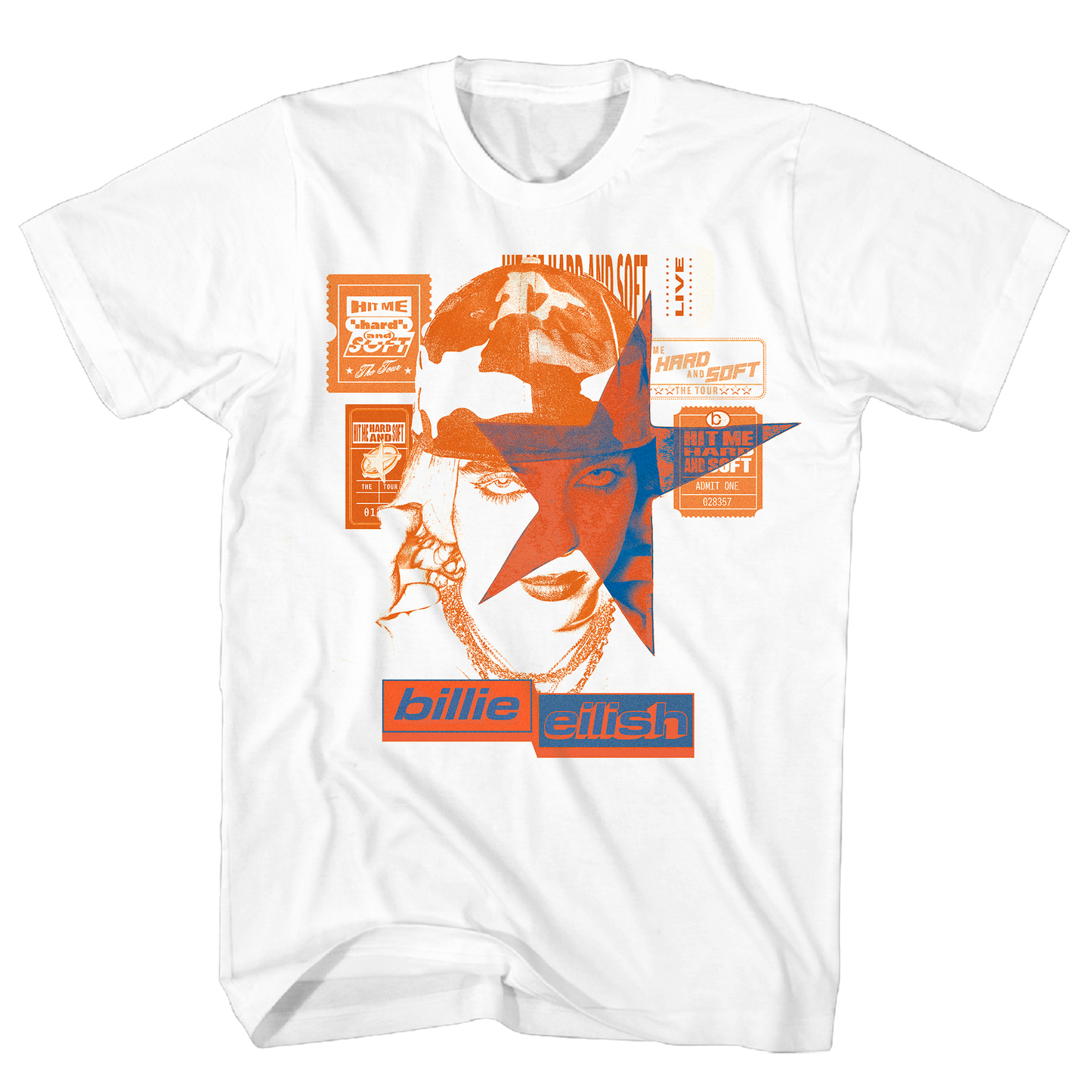 Billie Eilish - Hit Me Hard Star Face Tshirt Wht Product Image