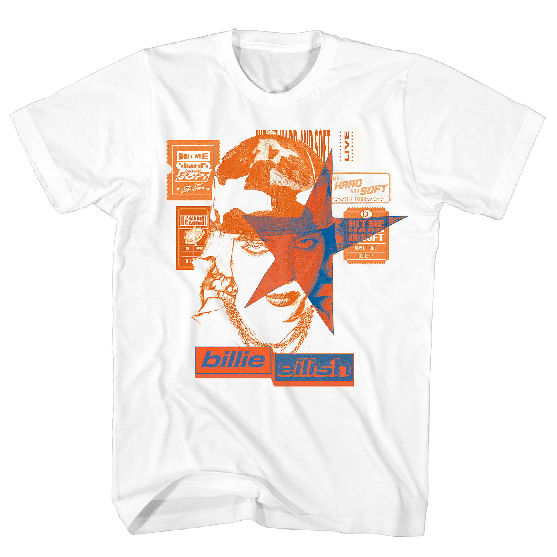 Billie Eilish - Hit Me Hard Star Face Tshirt Wht Product Image