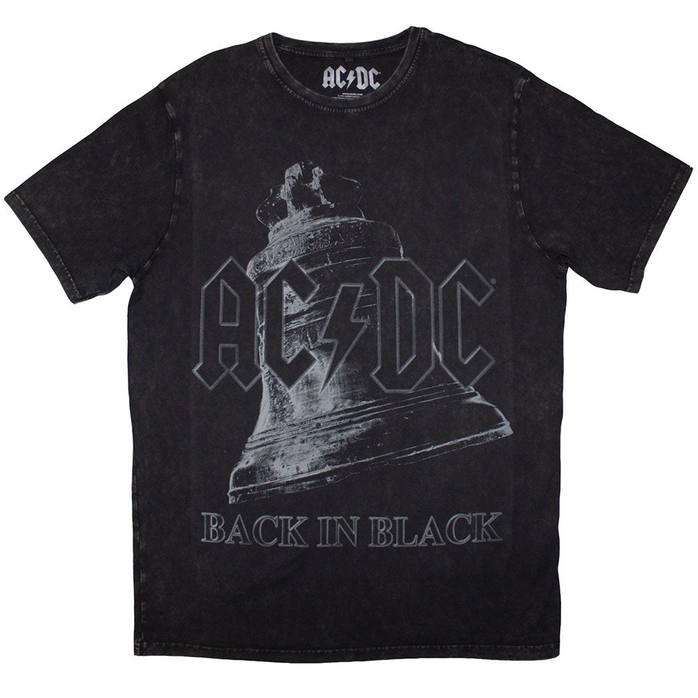 AC/DC - AC/DC Unisex Stone Wash T-Shirt: Back In Black Bell Product Image