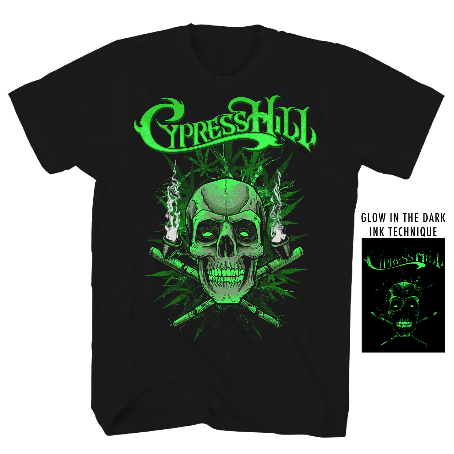 Cypress Hill - Ganja Skull Glow Tshirt Black Product Image