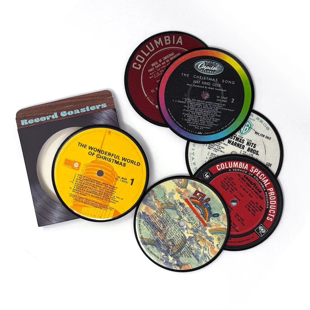 Christmas Genre Recycled Record Label Coasters
