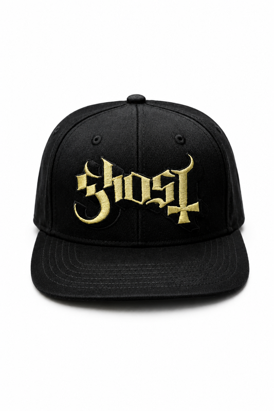 Ghost - 3d Logo Gold Flatbill Snapback Cap Black Product Image