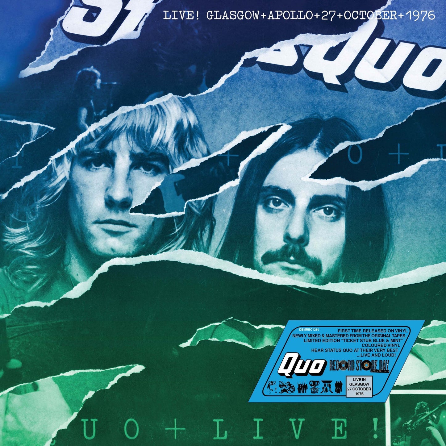 Status Quo - Live In Glasgow 27th October 1976 Night 1 (Ticket Stub Mint and Blue Vinyl) Product Image
