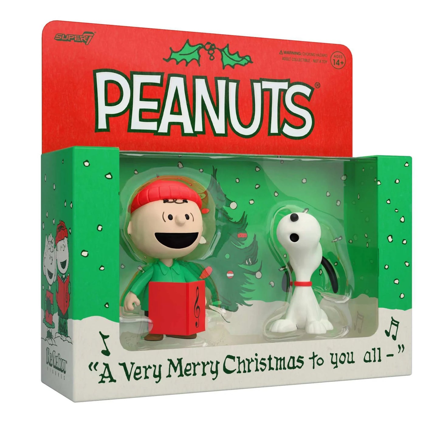 Peanuts Reaction Figures - 2 Pk Charlie Brown And Snoopy  (Caroling)