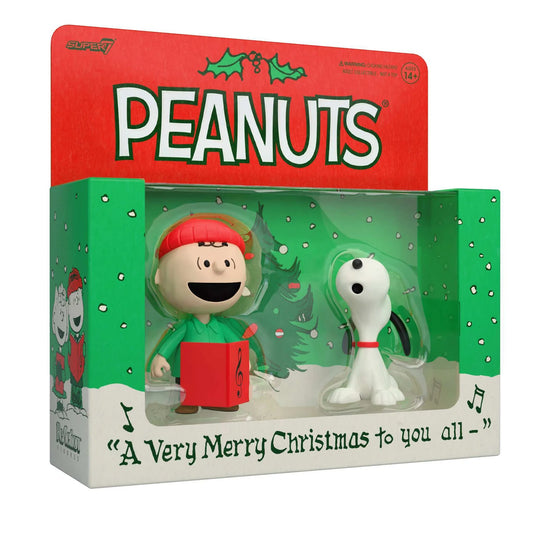 Peanuts Reaction Figures - 2 Pk Charlie Brown And Snoopy  (Caroling)