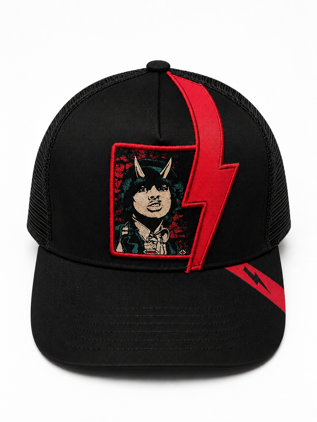 AC/DC - Bon Bolt Cut Snapback Trucker Hat Black Product Image