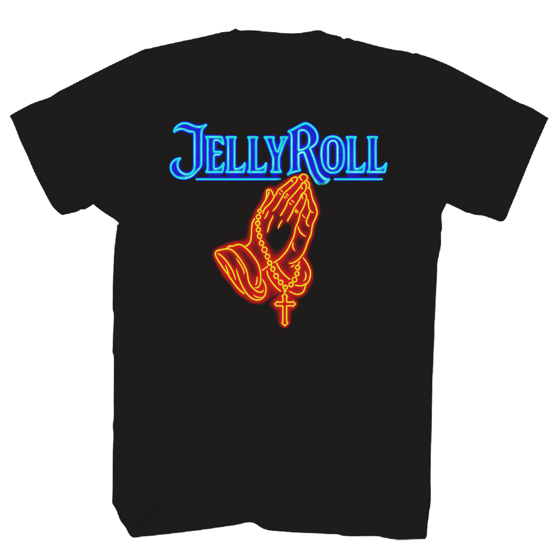 Jelly Roll - Neon Praying Hands F/b Tshirt Black Product Image