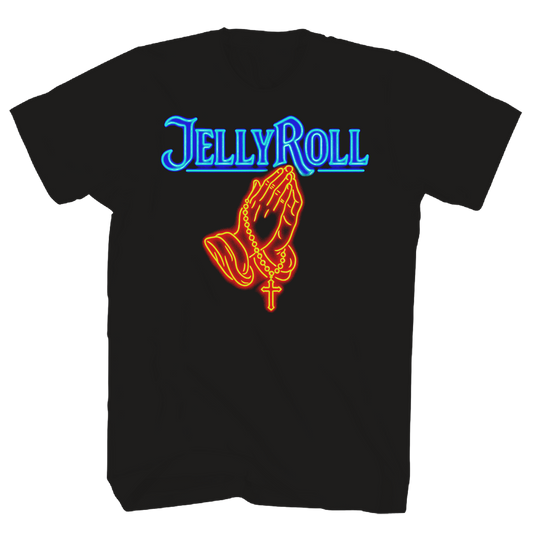 Jelly Roll - Neon Praying Hands F/b Tshirt Black Product Image
