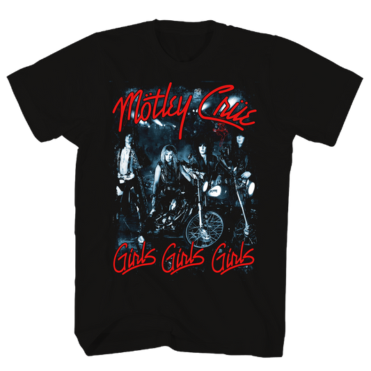Motley Crue - Motorcycles Group Photo Tshirt Black Product Image