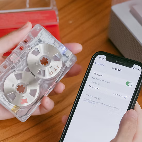 IT’S REAL Bluetooth Speaker + Cassette Player Combo – Transparent Edition