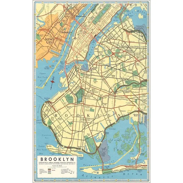 Postcard NY-789 Map of Brooklyn, New York