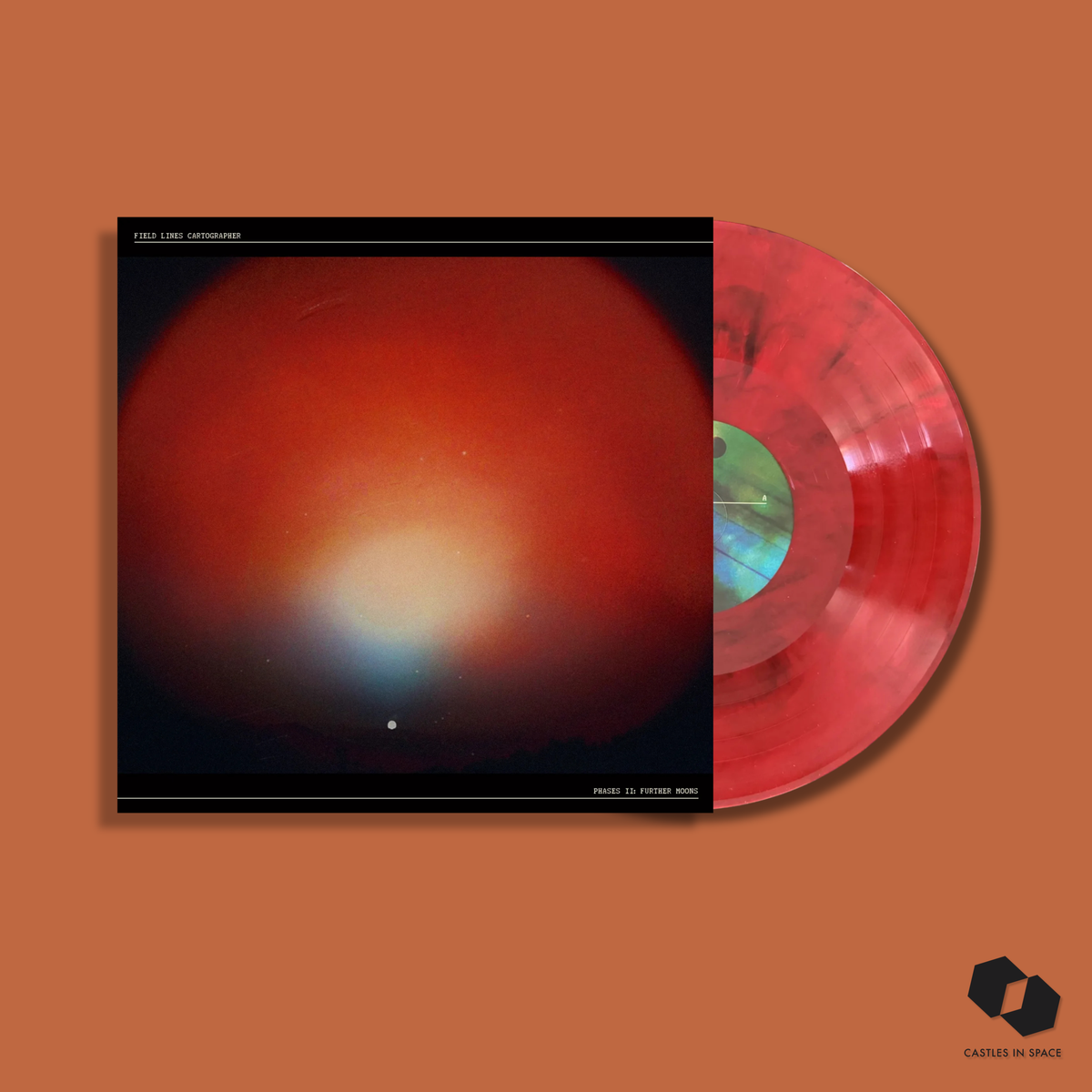 Field Lines Cartographer - Phases II: Further Moons - LP - Red and Black Marble packshot