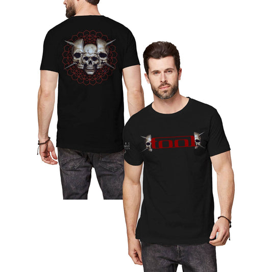 Unisex T-Shirt Skull Spikes Back Print, Sleeve Print