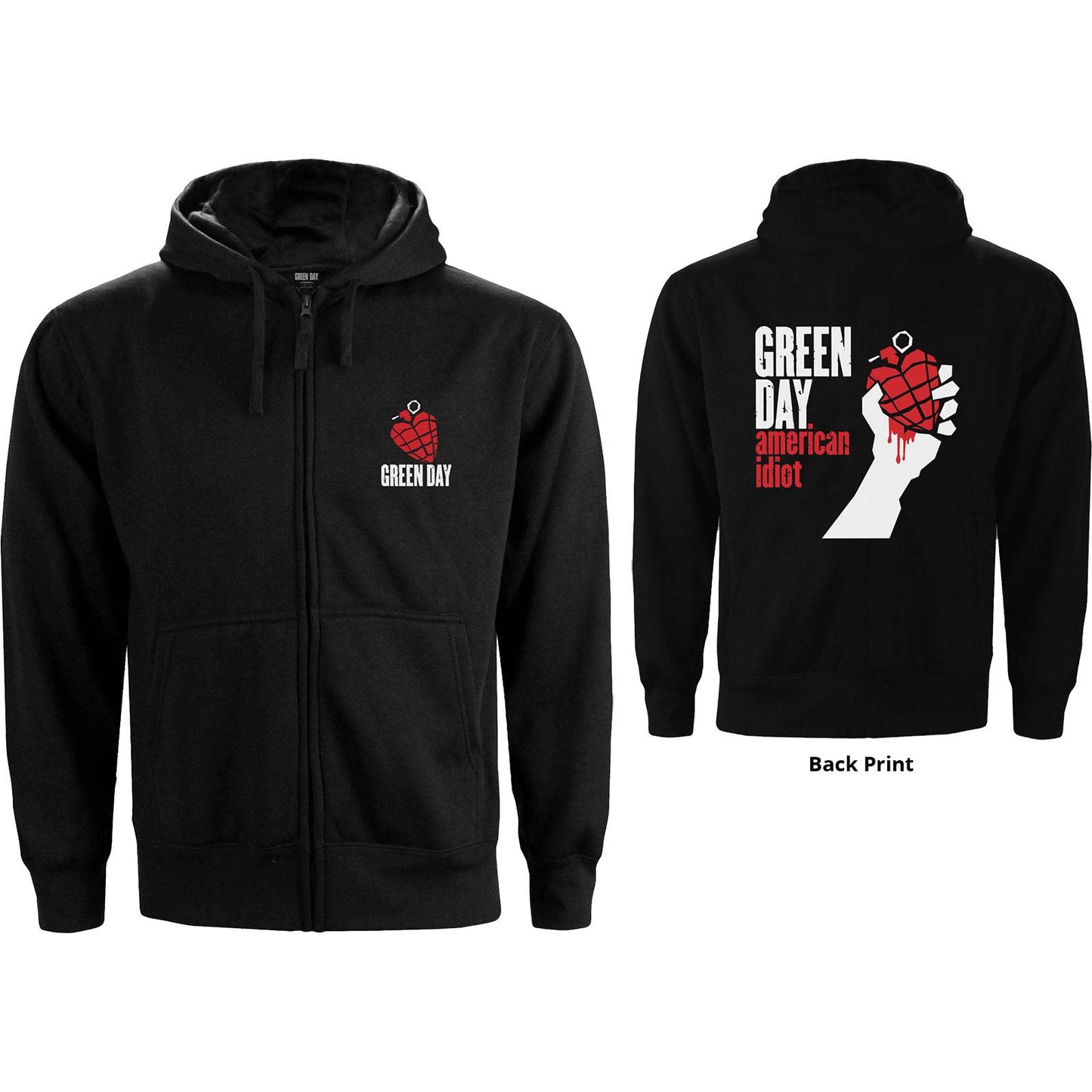 Unisex Zipped Hoodie American Idiot Back Print