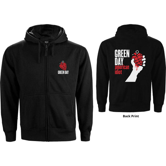 Unisex Zipped Hoodie American Idiot Back Print
