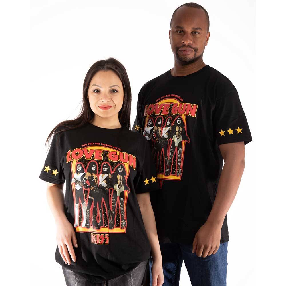Unisex T-Shirt Love Gun Stars Sleeve Print