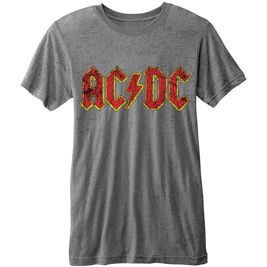 AC/DC Unisex T-Shirt: Classic Logo (Burnout)  Classic Logo Short Sleeves