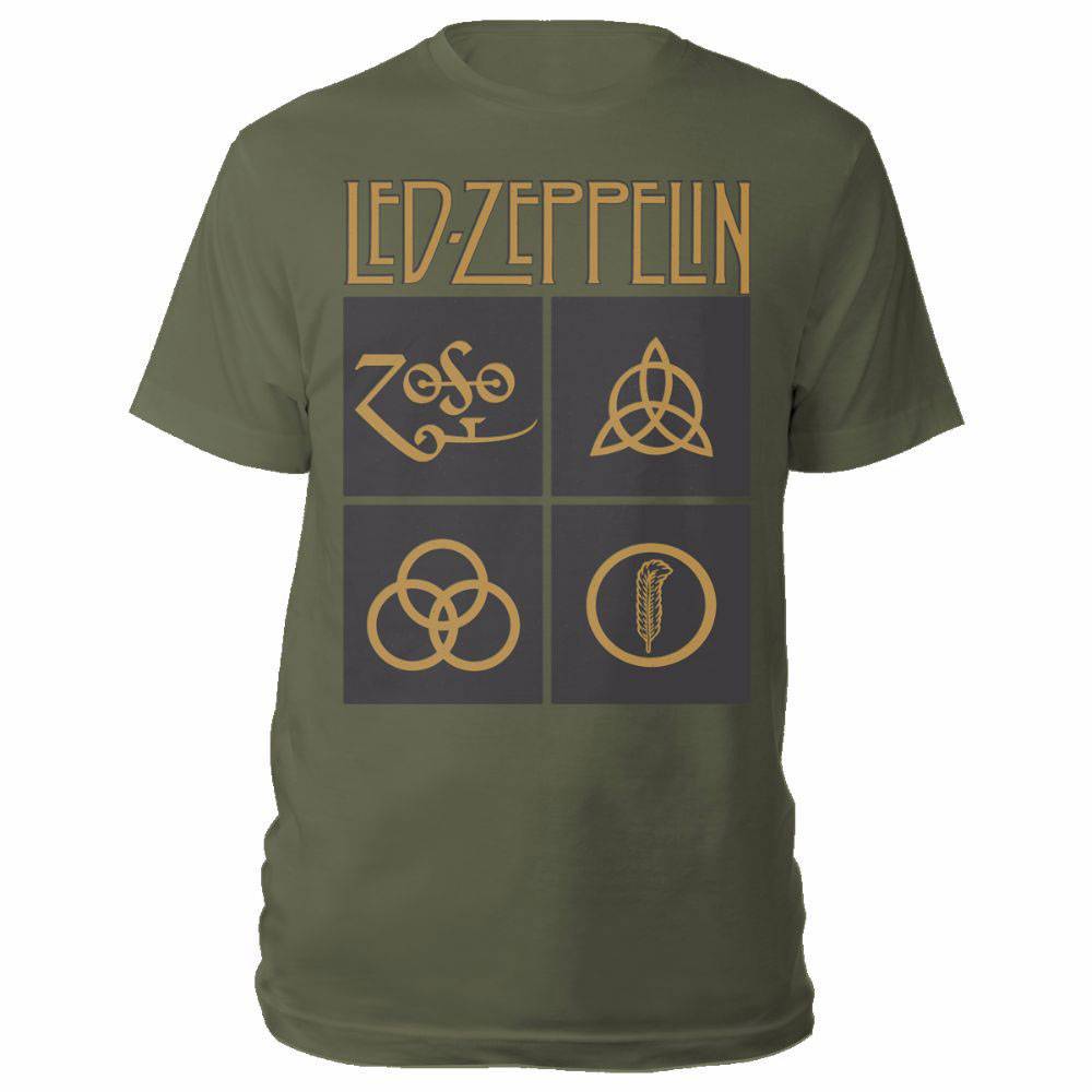Unisex T-Shirt Gold Symbols in Black Square