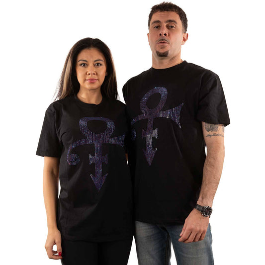 Unisex Embellished T-Shirt Purple Symbol Diamante, Embellished, Crystals, Rhinestones