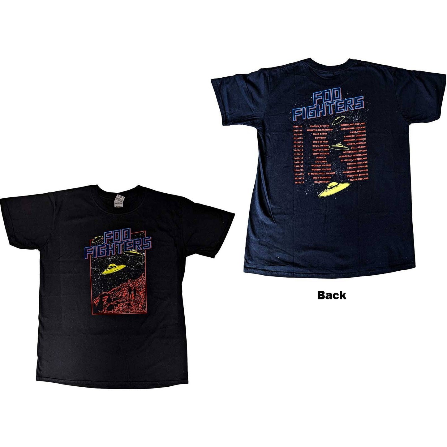 Unisex T-Shirt UFOS 2015 European Tour Back Print