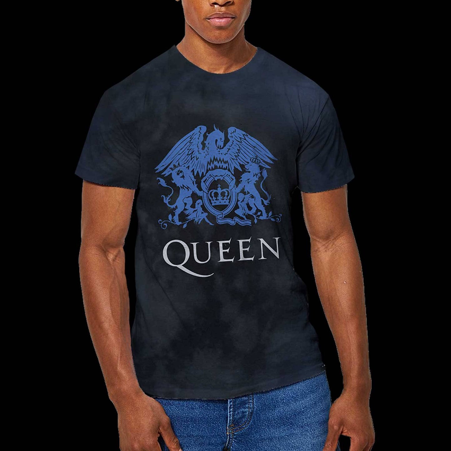 Unisex T-Shirt Blue Crest Dip Dye, Dye Wash