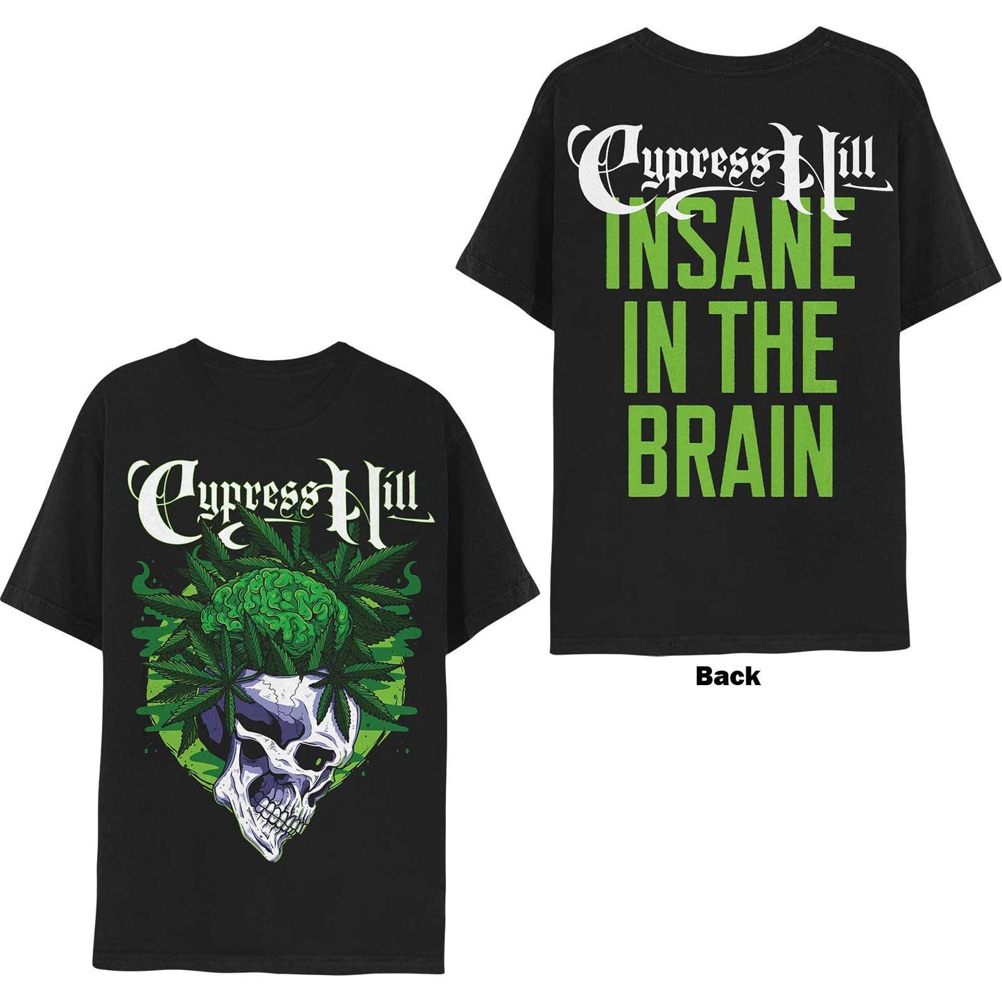 Cypress Hill Unisex T-Shirt: Insane In The Brain (Back Print)  Insane In The Brain Short Sleeves